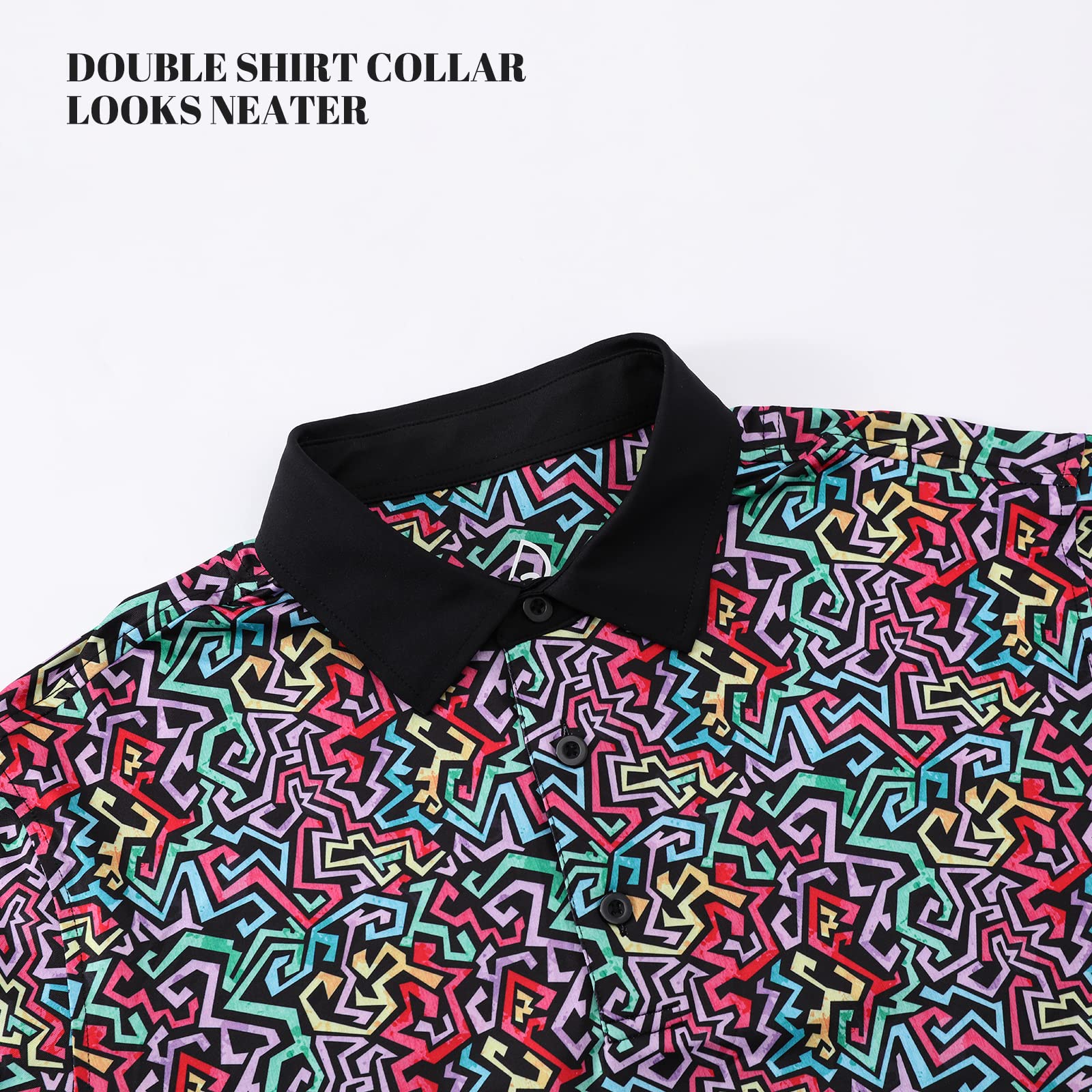 DEOLAX Men's Fashion Print Quick Dry Golf Polo Shirt - Short Sleeve Moisture Wicking Funny Design for Golf, Casual Wear & Outdoor Activities
