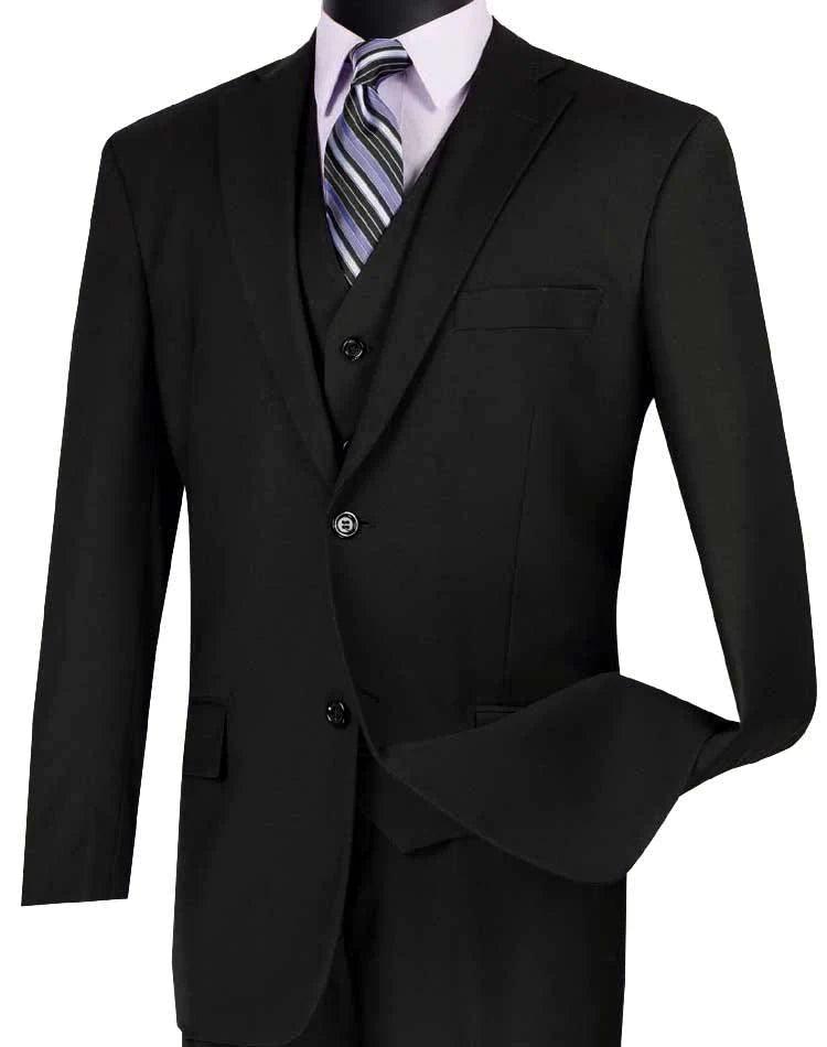 Black Three Piece Classic Fit Suit for Men | Formal Business Attire | Wedding, Office & Special Occasion Wear