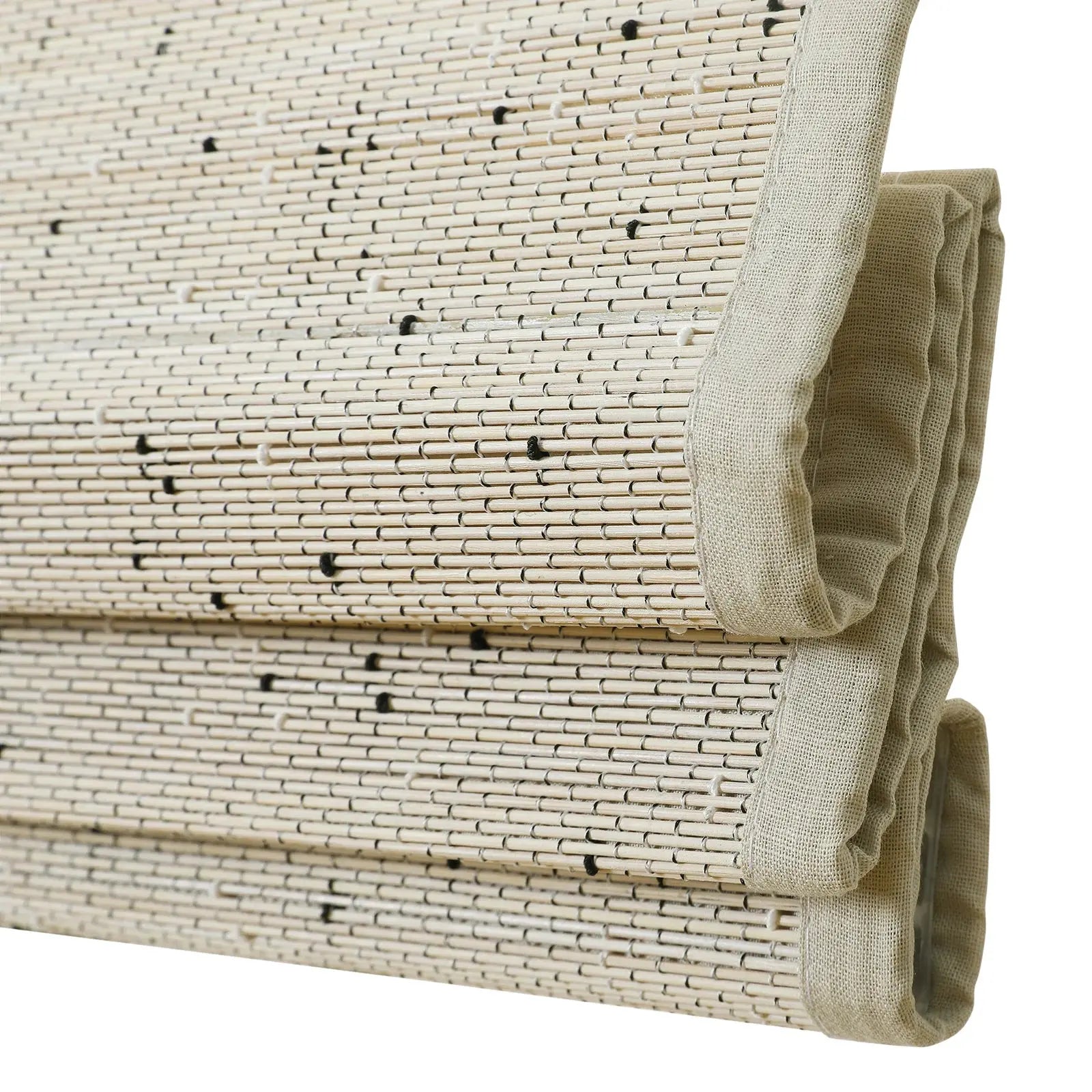 Sybil Bamboo Roman Shade - Winter White Window Treatment | Natural Eco-Friendly Blinds for Living Room, Bedroom & Office