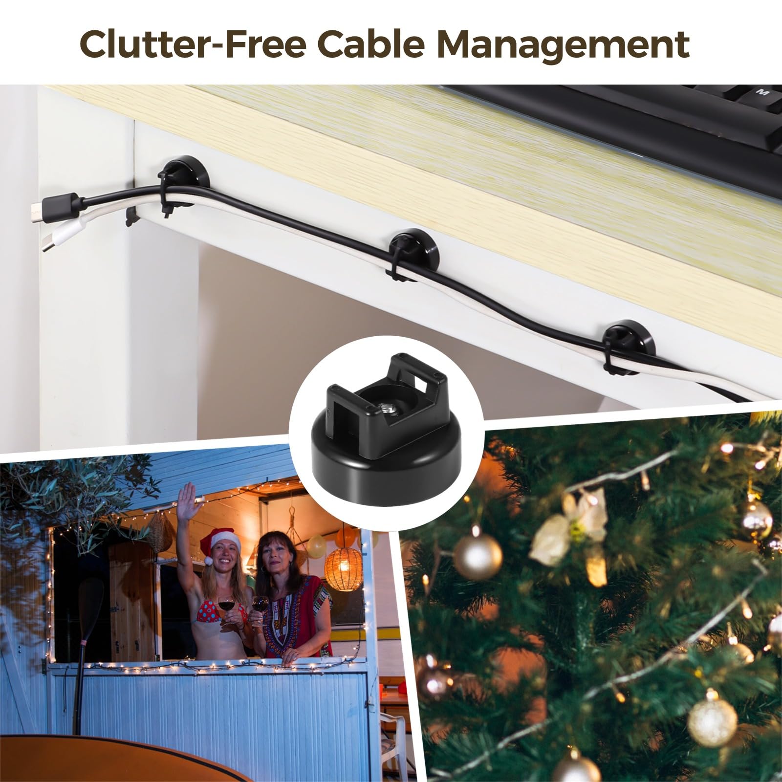 50 Pcs Magnetic Cable Zip Tie Mounts with 200 Pcs Cable Ties - Strong Multipurpose Magnetic Wire Organizer for Home Office, Car, Desk, and Workshop Cable Management