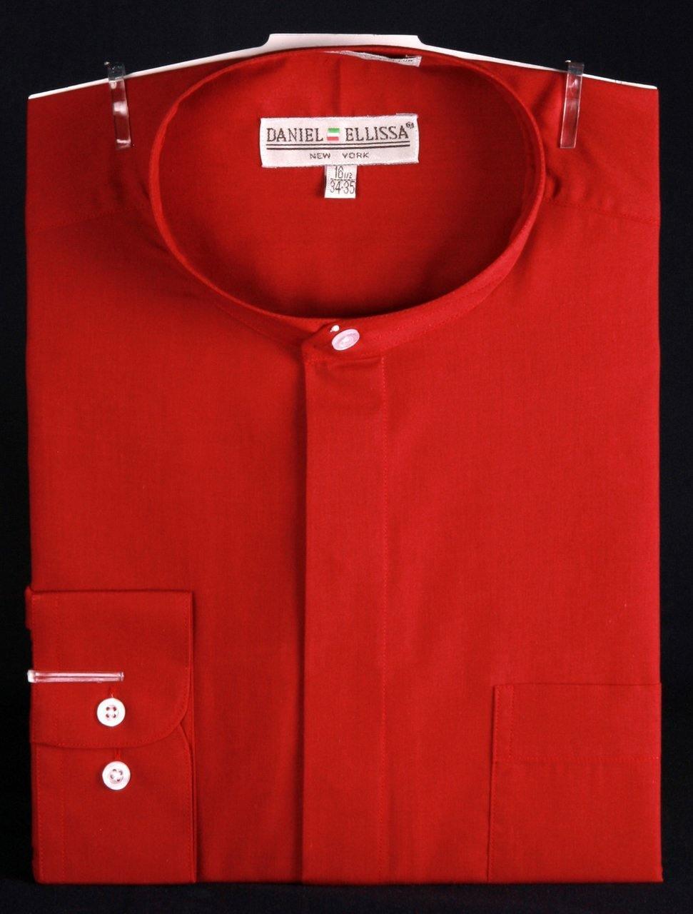 Premium Red Banded Collar Dress Shirt for Men - Stylish Formal & Business Attire - Perfect for Office, Weddings & Special Occasions