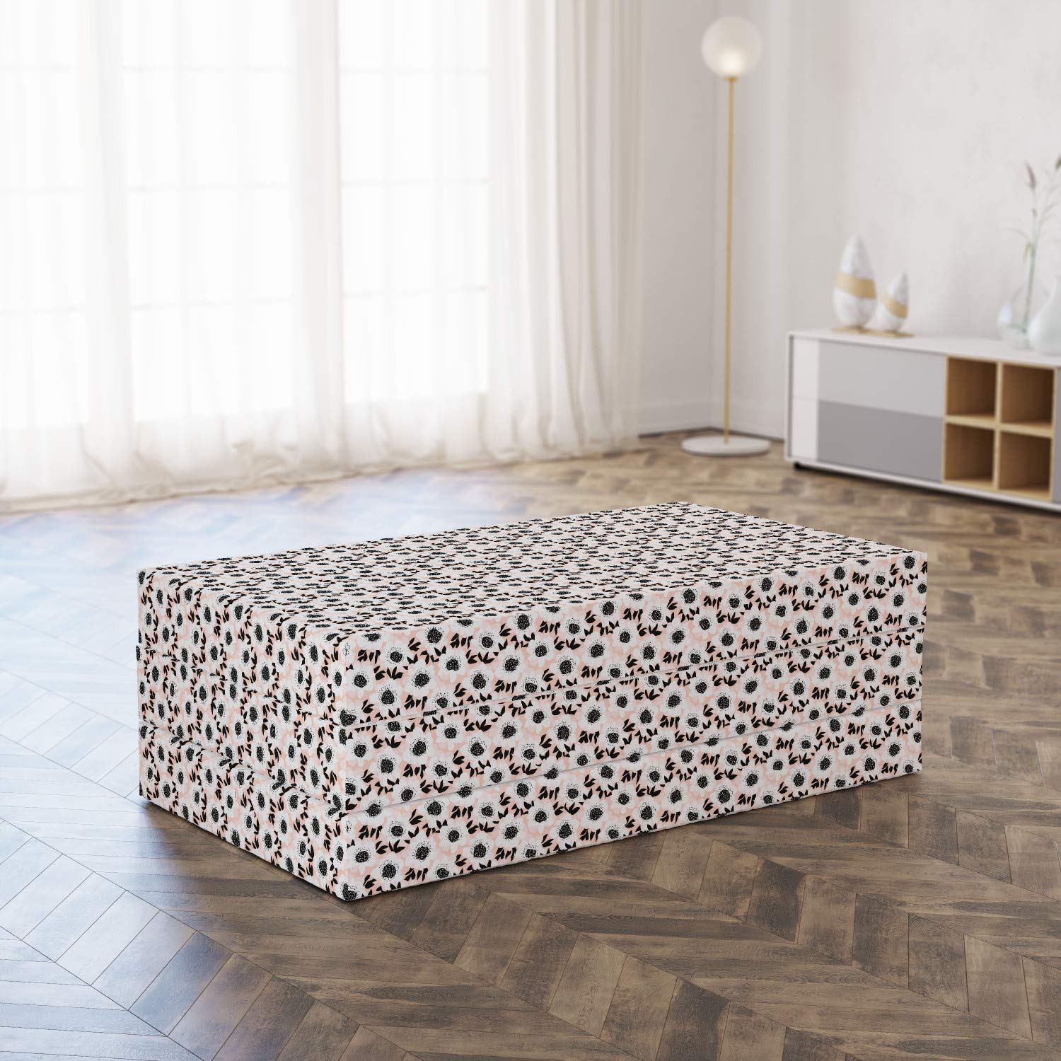 Ambesonne Floral Foldable Mattress - Soft Pastel Flower Design, 78.7