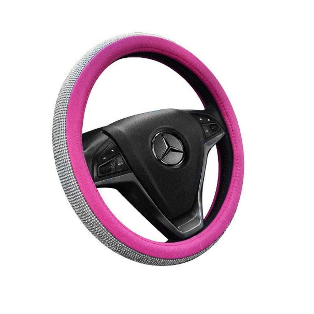 BLVD-LPF OBEY YOUR LUXURY Steering Wheel Cover - Universal Crystal Bling Ring for Auto Start Engine Ignition Button Key | Premium PU Leather Pink Car Accessory | Perfect for Women's Luxury Cars, Gifts & Custom Vehicle Upgrades