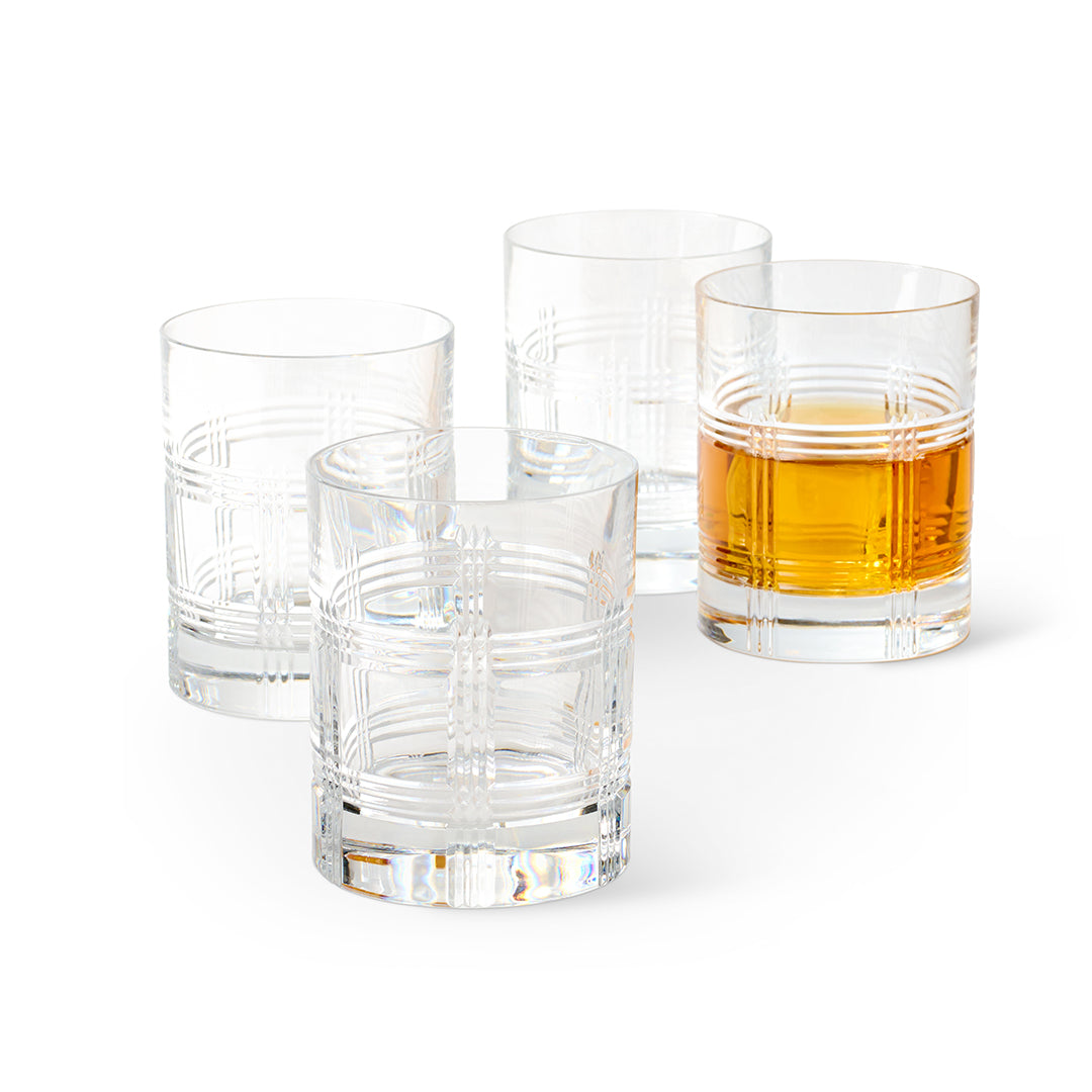 Premium Hudson Double Old Fashioned Glasses Set of 4 - Heavy Base Whiskey Glasses for Bourbon, Scotch & Cocktails - Perfect for Home Bars, Gifts & Entertaining