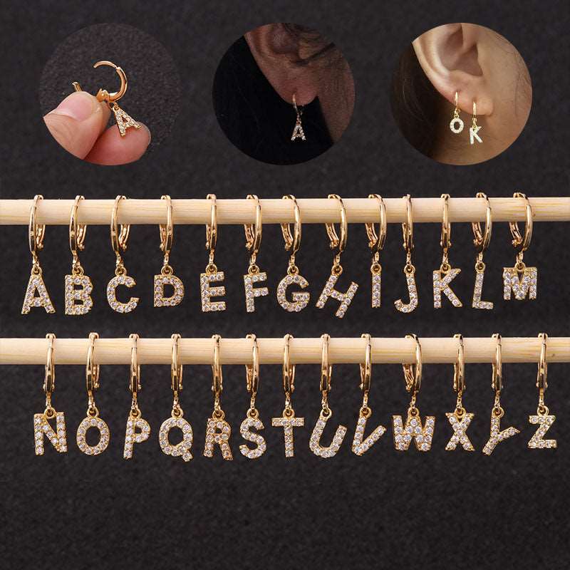 18K Gold Alphabet Initial Dangle Earrings - Small Hoop Letter Earrings for Women | Personalized Name Jewelry Gift | Perfect for Everyday Wear, Date Nights & Special Occasions