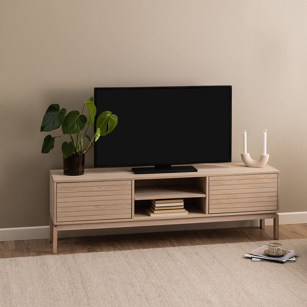 160cm Oak Entertainment TV Unit - Modern TV Stand with Storage for Living Room & Home Theater
