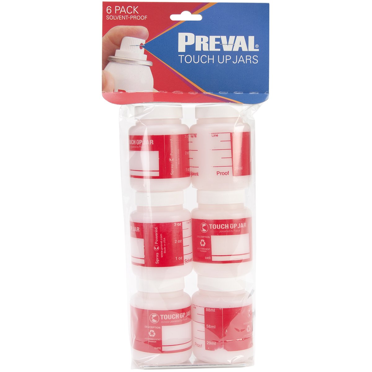 Preval Plastic Bottles 6-Pack (3oz) - Empty Refillable Spray Bottles for DIY, Cleaning, Gardening & Craft Projects