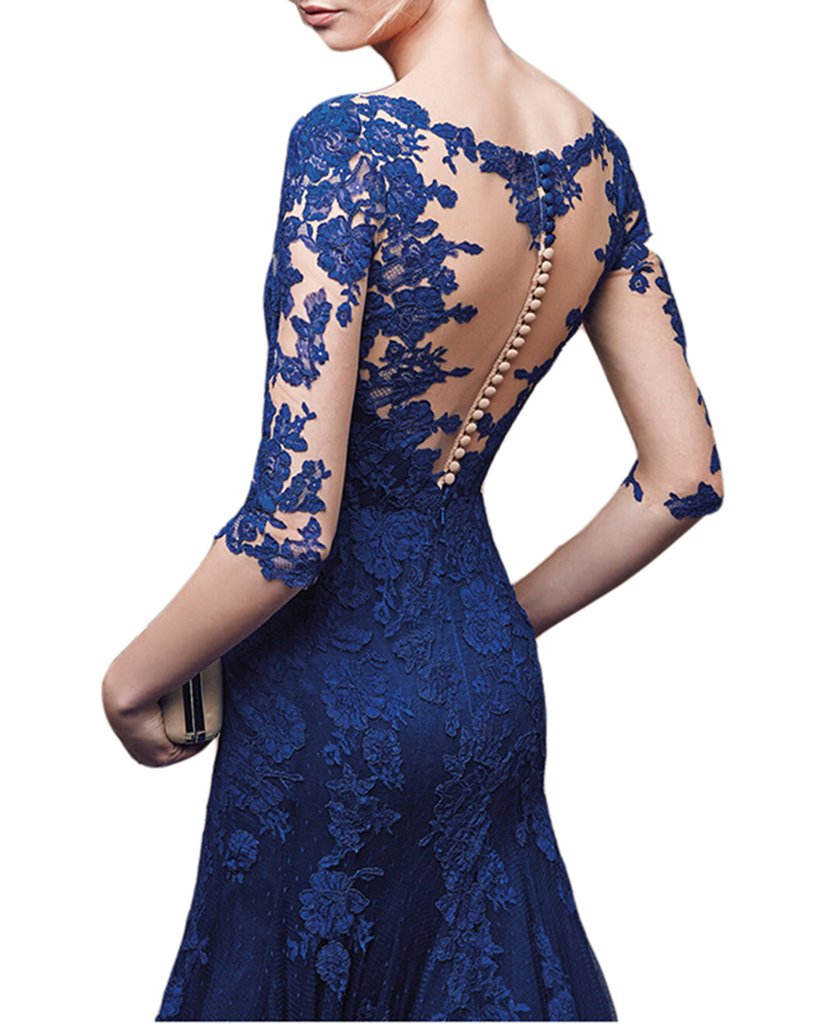 Emanni Women's Red V-Neck Mermaid Evening Gown with Long Sleeves - Elegant Formal Dress for Prom, Wedding Guest, Cocktail Party & Special Occasions