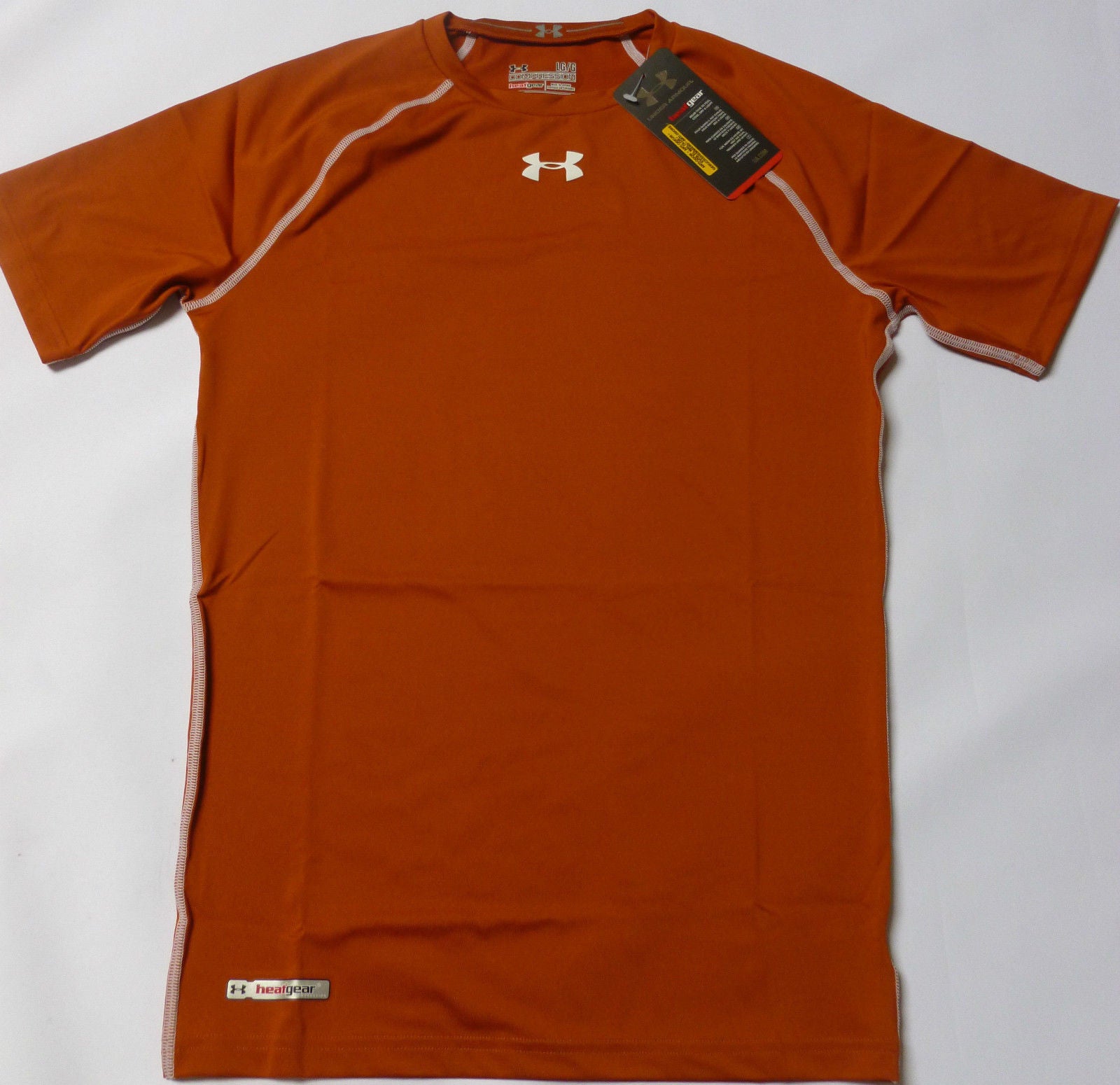 UNDER ARMOUR Men's HeatGear Sonic Compression Short Sleeve Shirt - Moisture Wicking Rugby & Training Top - Rust Color - Size Large - Perfect for Workouts, Sports & Active Lifestyle