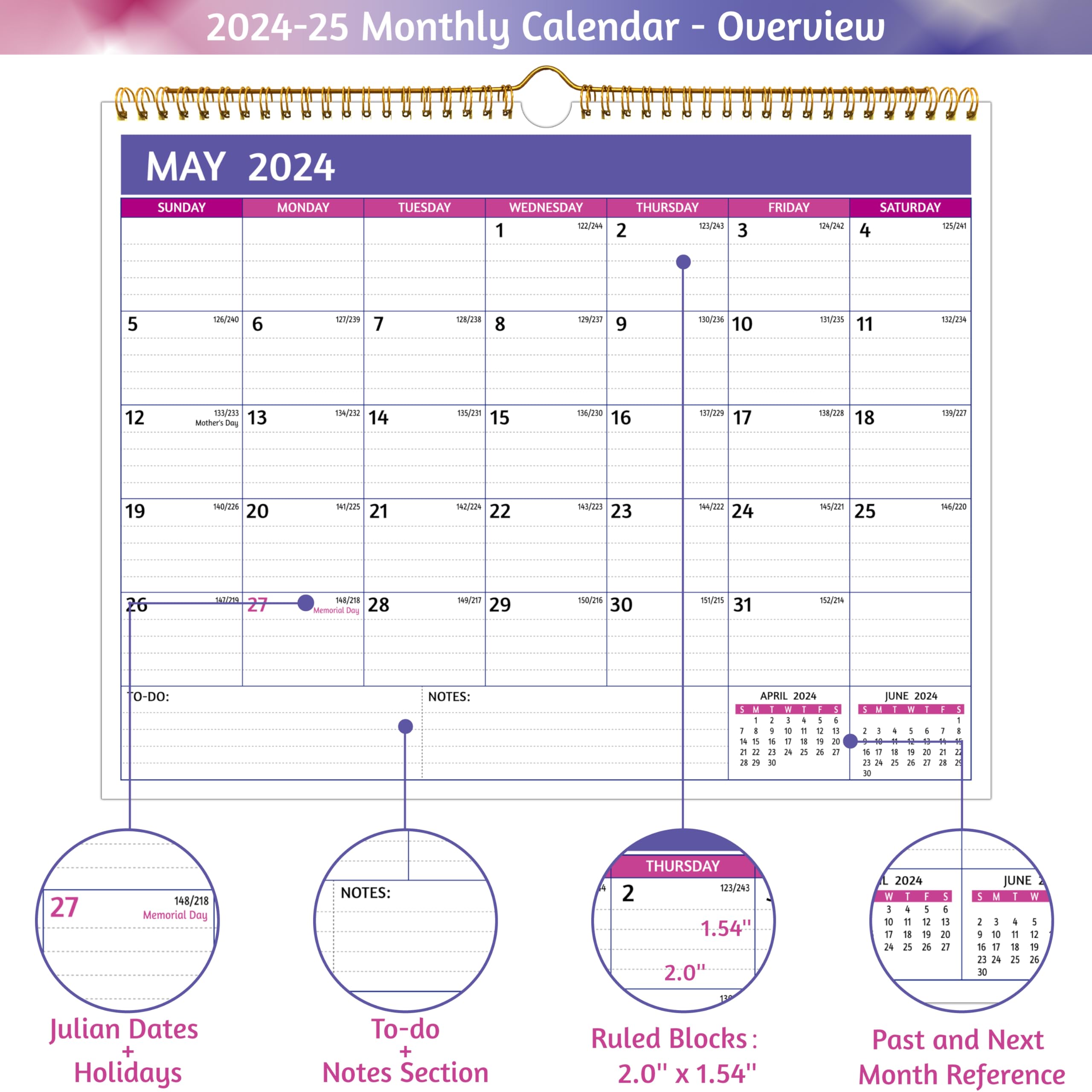 2024-2025 Wall Calendar | April 2024 - September 2025 | 18-Month Large Format Planner (14.57