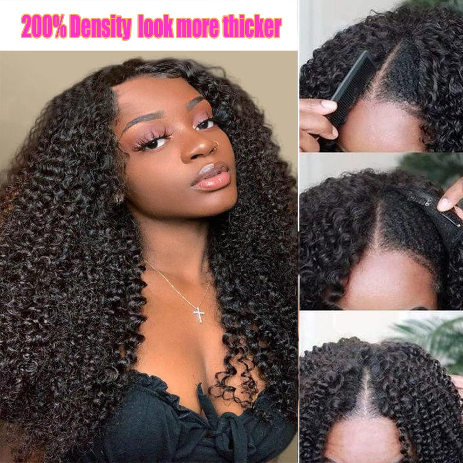 Brazilian Kinky Curly Human Hair Wigs for Black Women - 26IN V Part Wigs with 200% Density, No Leave Out Lace Front, Glueless Full Head Clip In Half Wigs | Perfect for Daily Wear, Parties, Weddings & Special Occasions