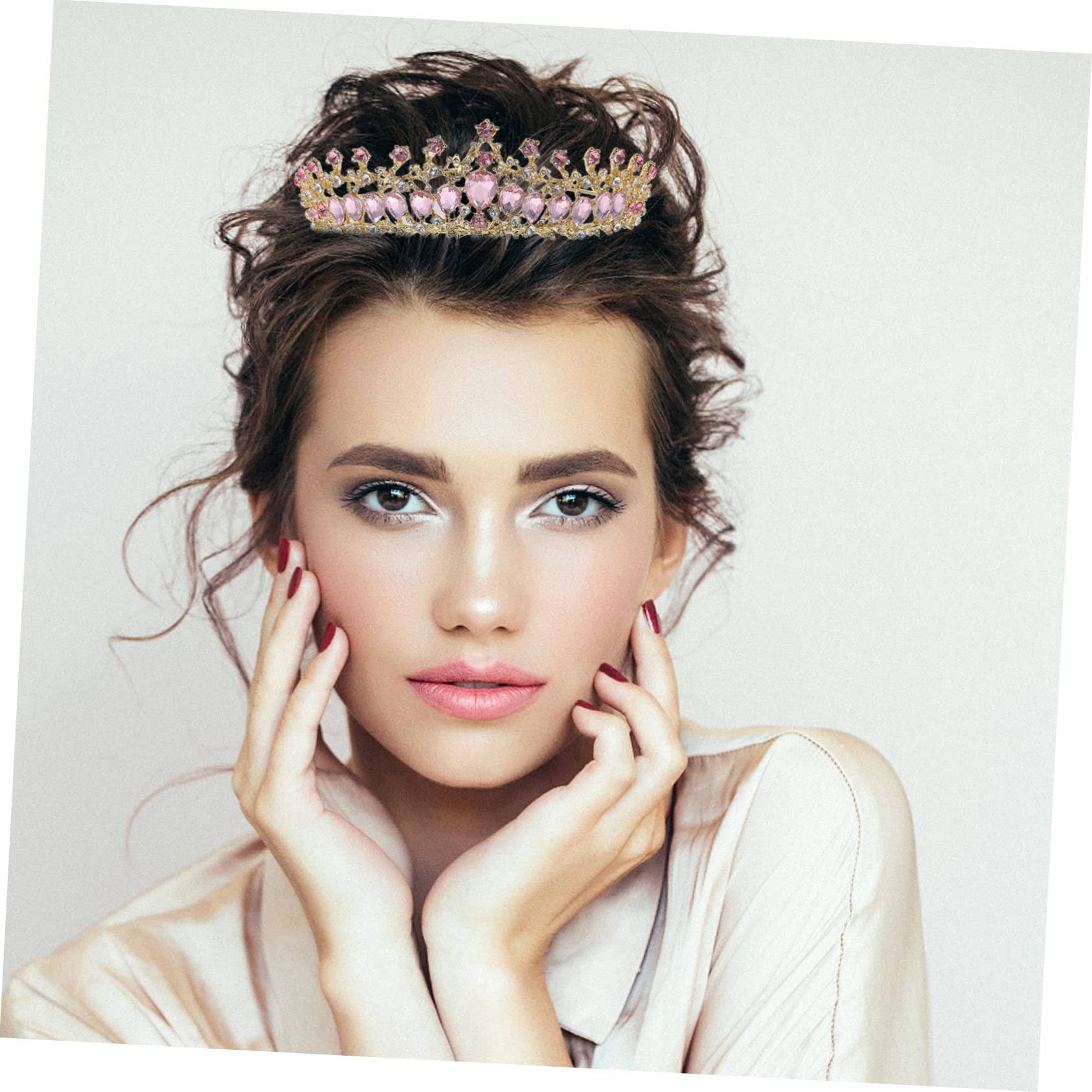 POPETPOP Rhinestone Bridal Tiara Crown - Alloy Wedding Queen Headband with Crystal Drops for Bride, Birthday & Special Events | Perfect for Bridal Showers, Weddings, Prom & Pageants