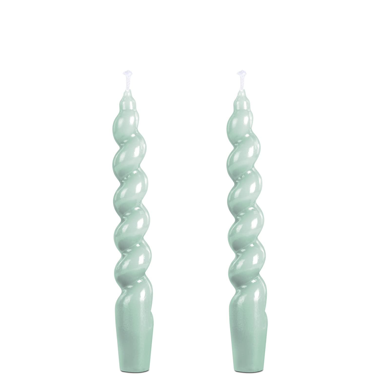 Spiral Taper Dinner Candles - 7.5 Inch Unscented Conical Stick Candles, Aesthetic Decorative Candles for Christmas, Weddings & Dining Table Centerpieces (2-Pack, Blue)