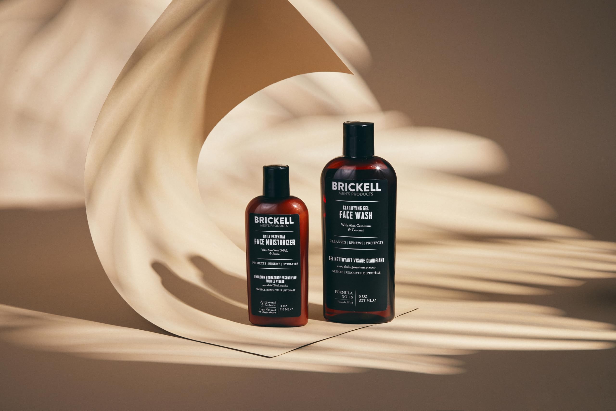 Brickell Men's Daily Essential Face Care Set - Natural & Organic Facial Cleanser & Moisturizer Lotion for Men | Hydrating & Refreshing Skincare Routine | Perfect for Morning & Night Use