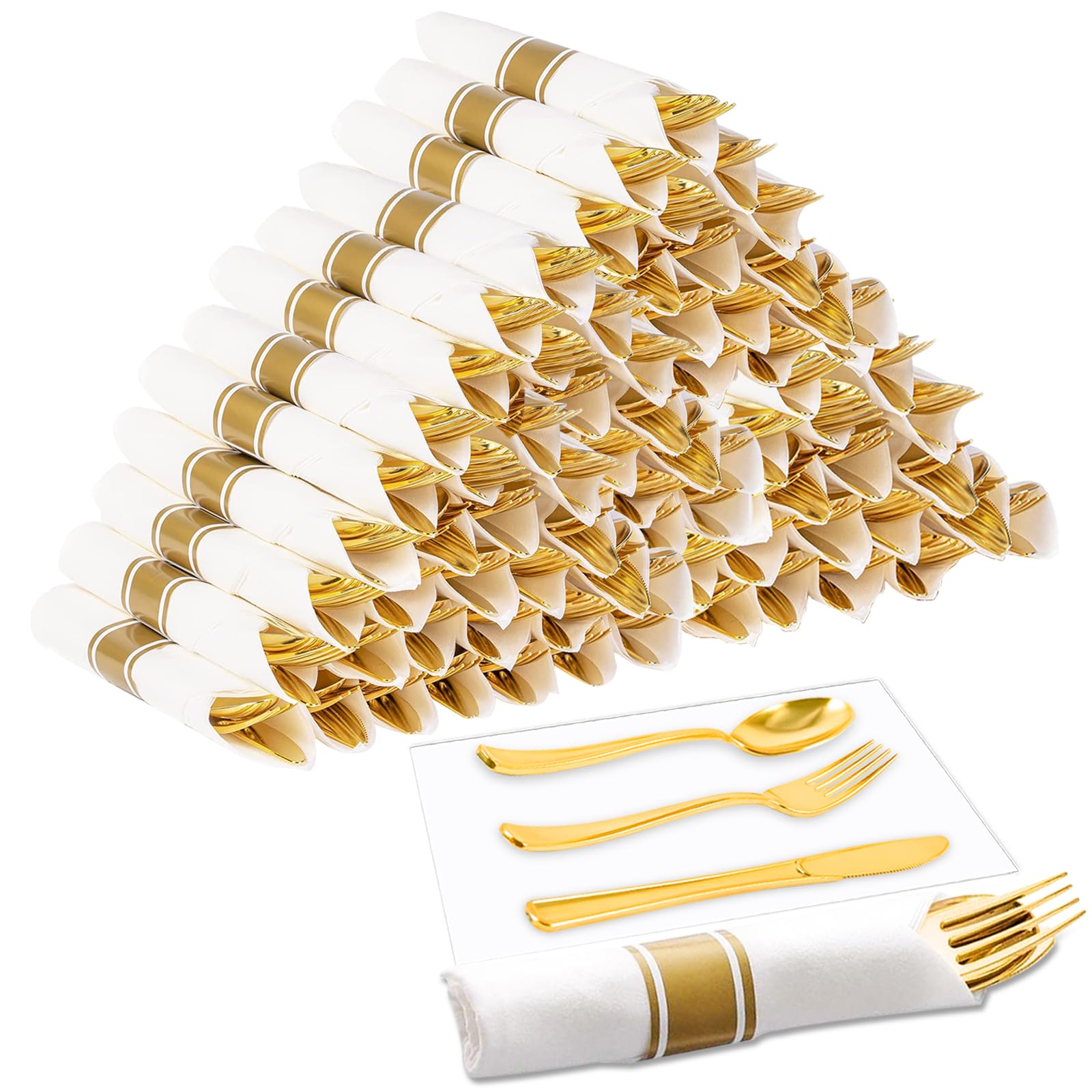 60-Piece Premium Gold Plastic Silverware Set - Heavy Duty Disposable Cutlery Kit with Forks, Knives & Spoons - Elegant Wedding, Party & Dinner Utensils for Catering, Picnics & Events
