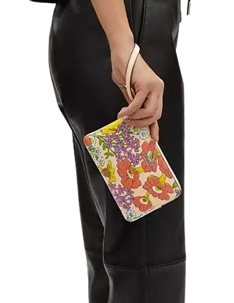 Coach Corner Zip Wristlet with Floral Print - Stylish Crossbody Bag for Women, Perfect for Parties, Travel & Everyday Use