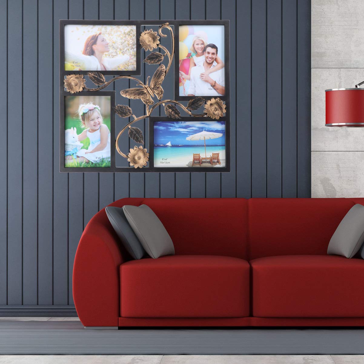 4-Piece Wall Hanging Photo Frame Set - Grapevine Design Picture Collage for Family Photos, Home Decor, Living Room & Bedroom Wall Art Display