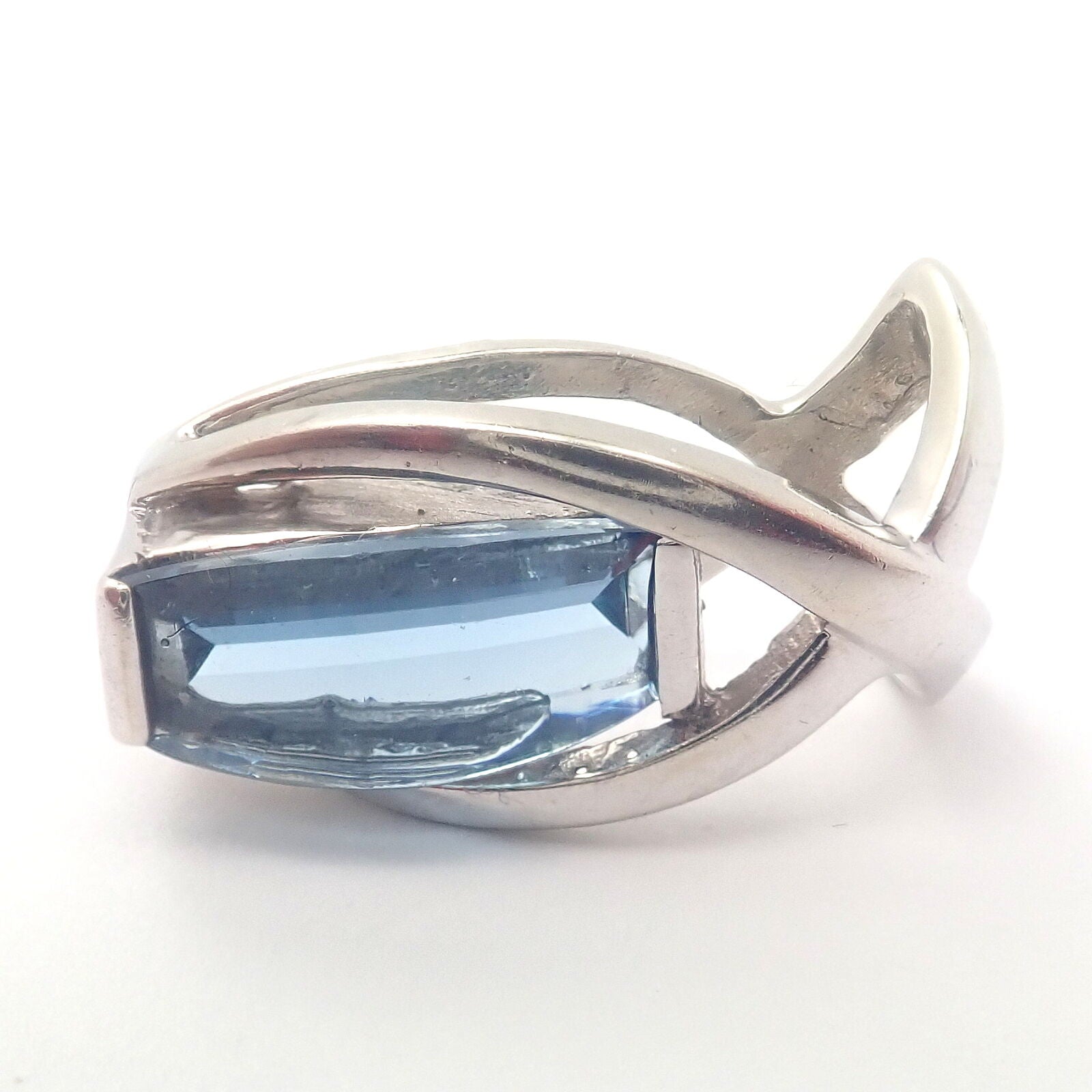 Vintage 14k White Gold Blue Topaz Slider Pendant Necklace - Elegant Jewelry for Women, Perfect for Weddings, Parties & Special Occasions