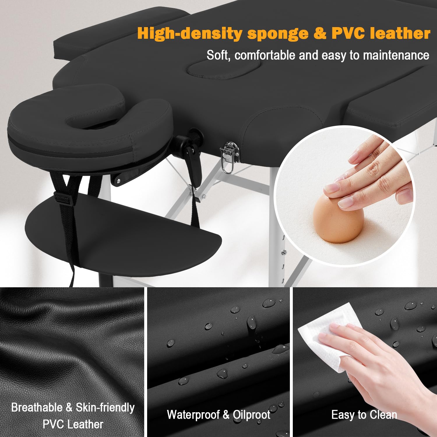 Portable Massage Table - Adjustable Height Aluminum Folding Spa Bed with Non-Woven Carrying Bag | Professional Massage Therapy, Home Spa, Beauty Salon & Lash Extension Use