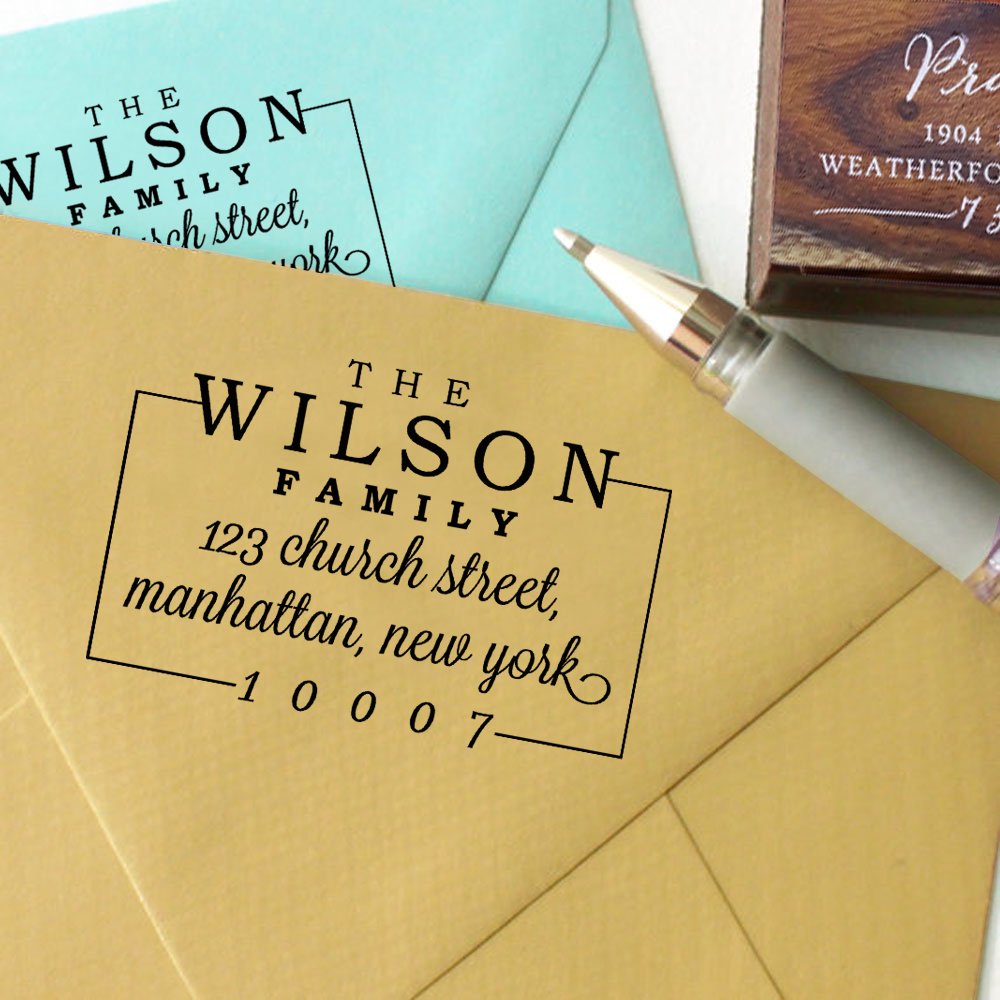 Custom Wooden Wedding Stamp - Personalized Family Address Stamp for Invitations & Thank You Cards - Unique Engagement Gift for Couples & Bridal Showers