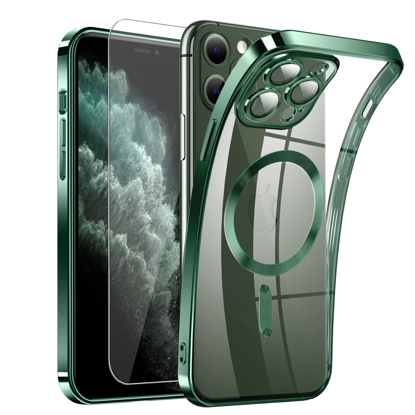 Magnetic Clear iPhone 11 Pro Case with MagSafe - Slim Silicone Cover with Camera Protection Glass | Anti-Yellowing, Anti-Fingerprint, Scratch Resistant | Compatible with Wireless Charging | Perfect for Everyday Use, Work & Travel Protection