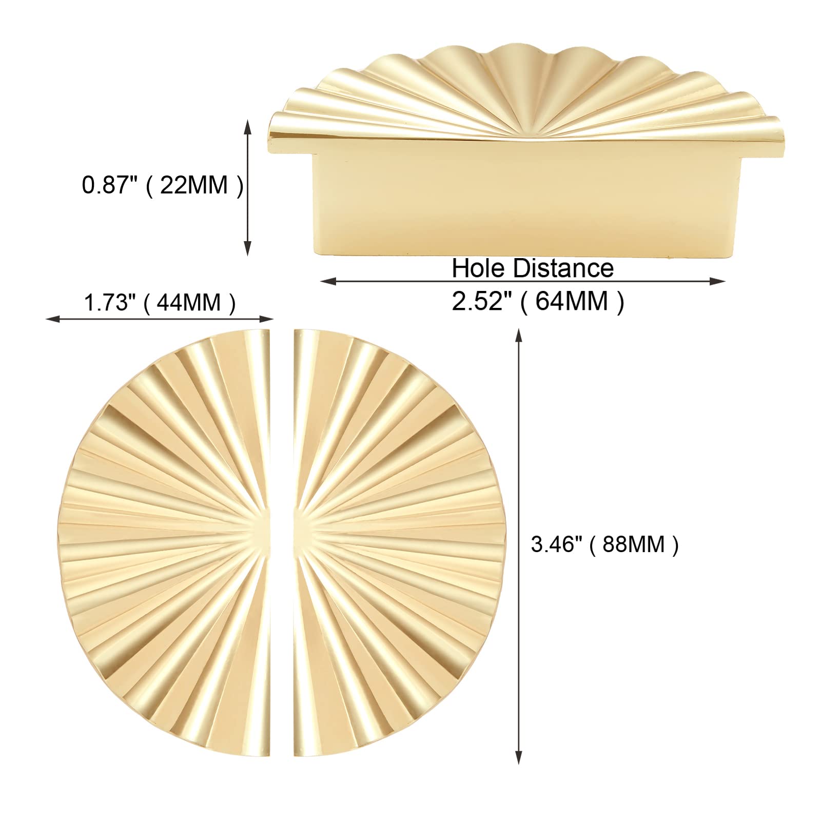 6 Pack Vintage Bright Gold Cabinet Handles - 2.52 Inch (64mm) Kitchen Drawer Pulls for Cupboards, Dressers & Cabinets - Durable Hardware for Home Renovation & DIY Projects