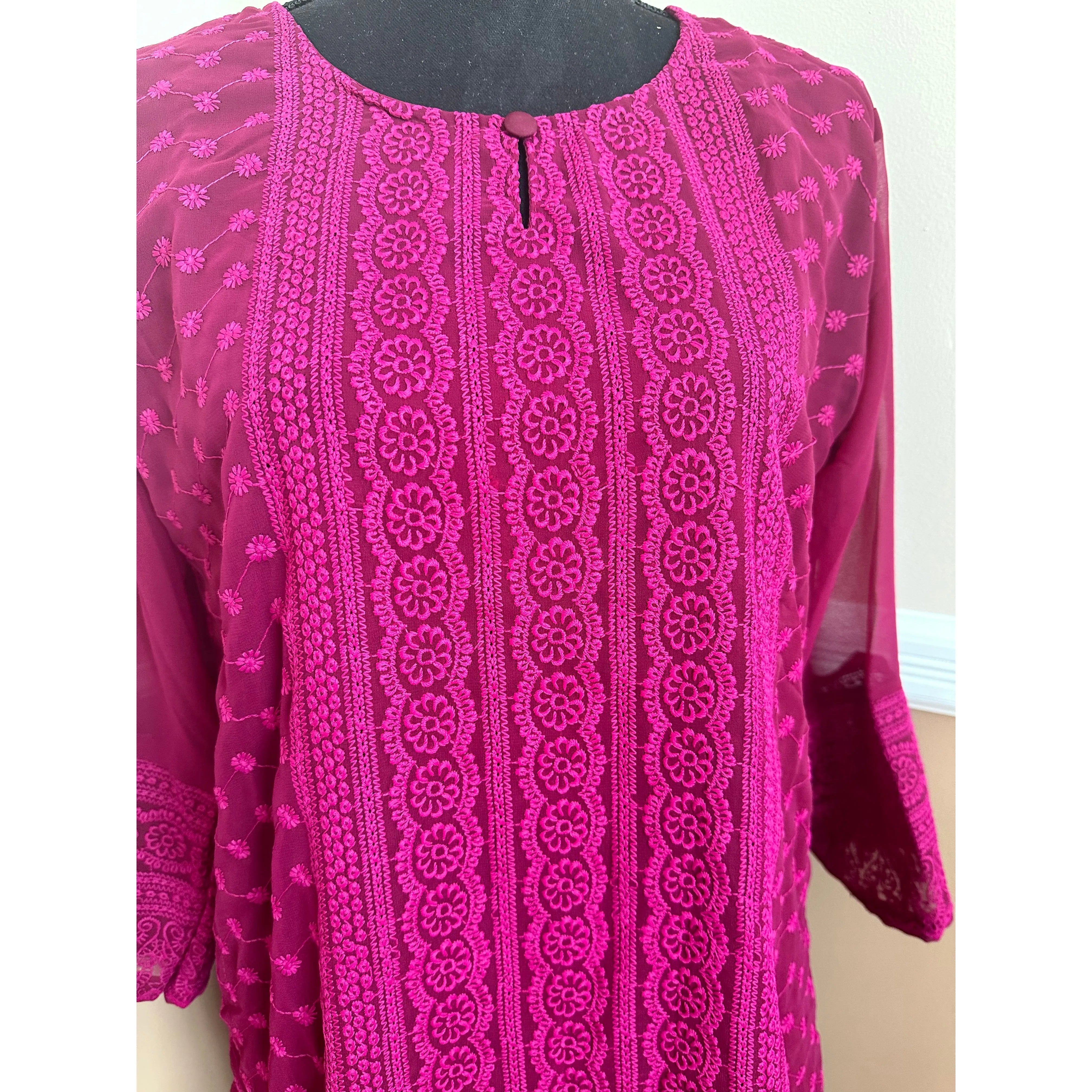 Elegant Chikankari Kurta for Women - Traditional Indian Embroidered Tunic - Perfect for Festivals, Weddings & Casual Wear
