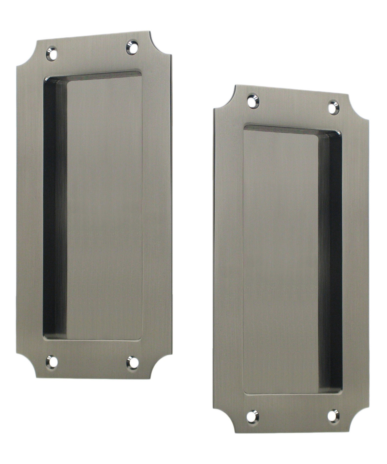 FPL Manor Solid Brass Pocket Door Hardware Set - Passage & Hall/Closet Function - Antique Nickel Finish - Ideal for Bedrooms, Closets & Space-Saving Interior Designs