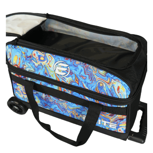 ELITE Basic Double Roller Blue Swirl Bowling Bag - Durable Rolling Bowling Ball Carrier for League Play & Tournament Travel
