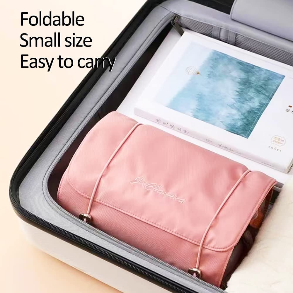 DD Retails 4-in-1 Foldable Hanging Roll Up Makeup Toiletry Bag | Waterproof Travel Cosmetic Organizer for Women | Portable Makeup Storage Pouch | Perfect for Vacation, Gym & Business Trips (1 Pack)