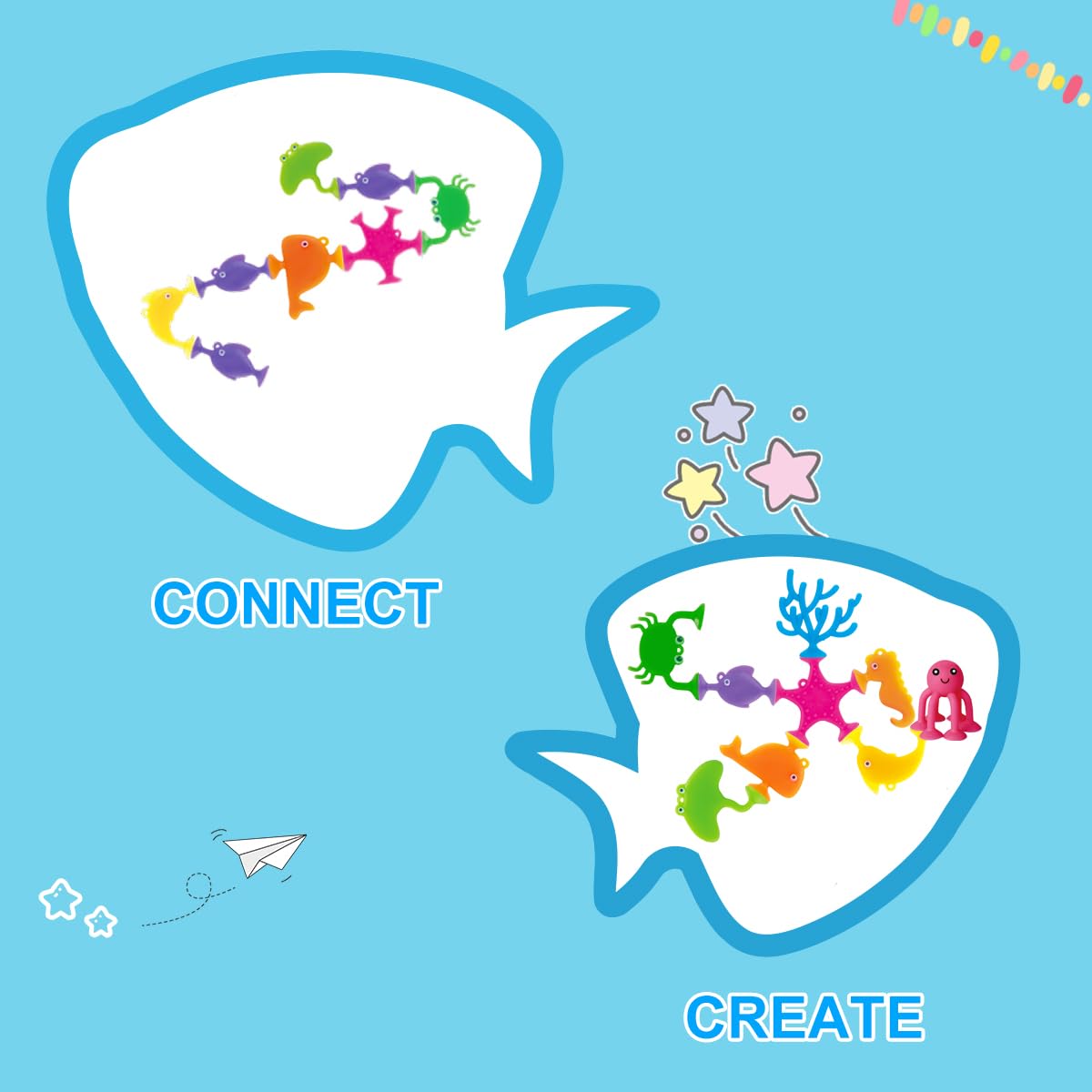 9 PCS Silicone Ocean Animal Suction Cup Bath Toys for Toddlers & Kids 6+ Months - Mold-Free, No-Hole Bathtub Sensory Building Toys - Perfect for Bath Time Fun, Early Learning & Sensory Play