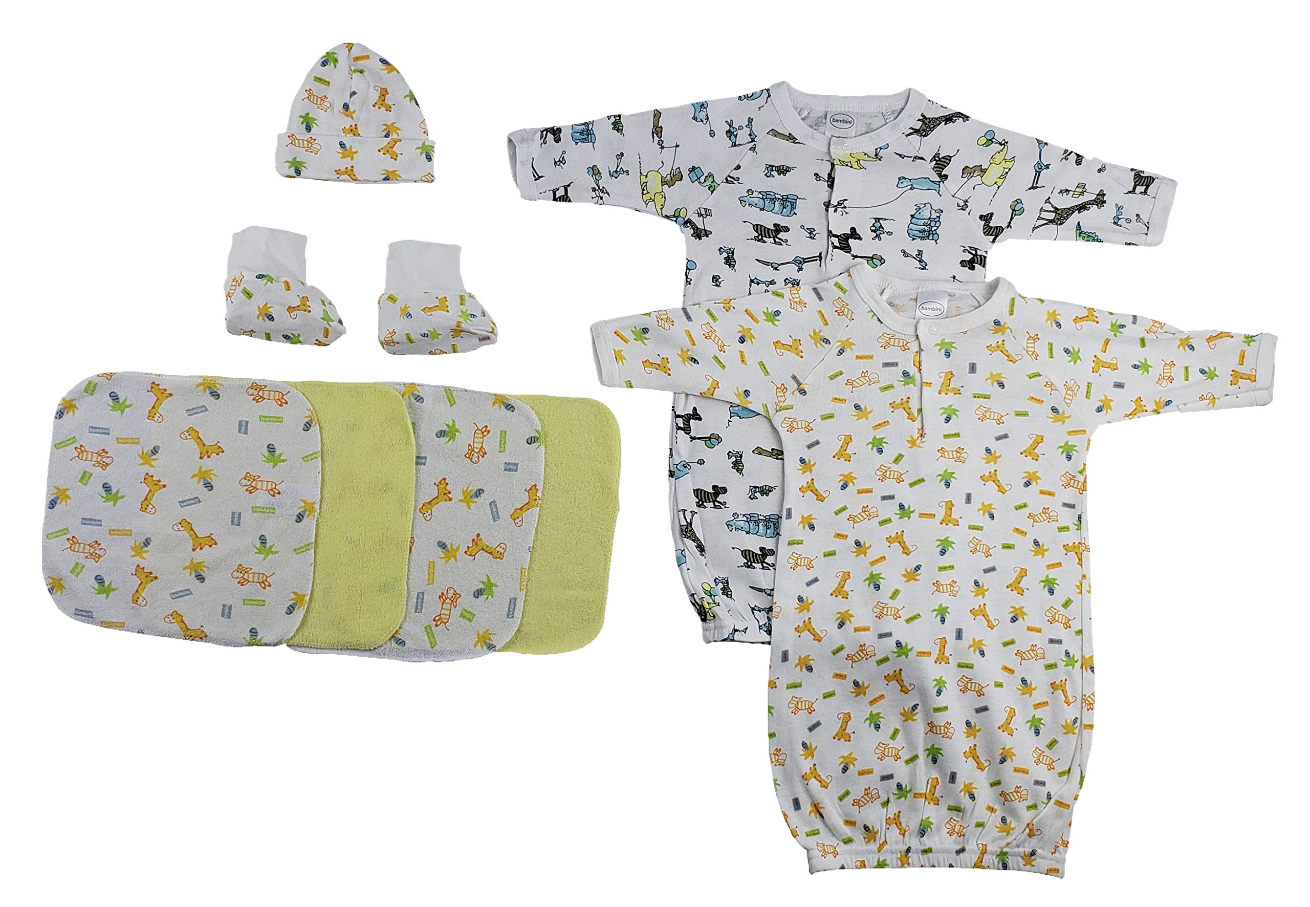 8-Piece Newborn Baby Gift Set - Soft Gowns, Cap, Booties & Washcloths | Perfect for Hospital, Shower & First Photos