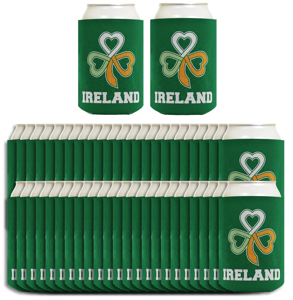 St. Patrick's Day Party Supplies - 48-Pack Irish Celtic Knot Shamrock Beer Can Coolers for St. Paddy's Day Celebrations, Pub Crawls & Irish Themed Parties