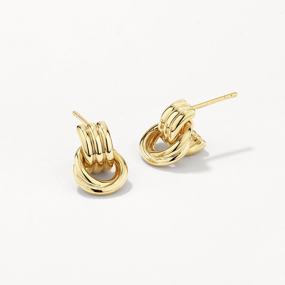 Gold Trio Knot Doorknocker Earrings - Elegant Dangle Earrings for Women, Perfect for Parties, Weddings & Everyday Wear