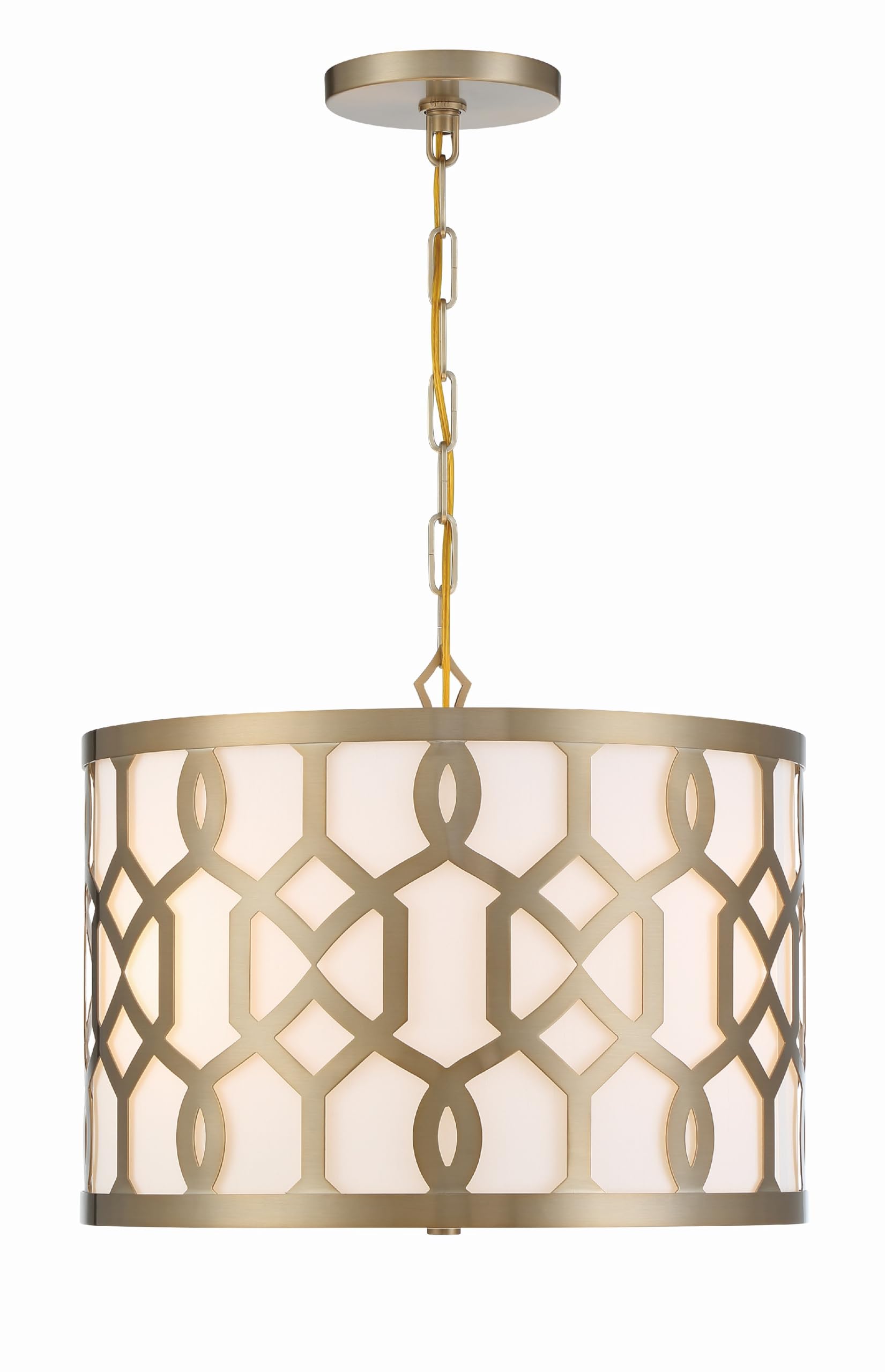 Crystorama Libby Langdon Jennings 3-Light Aged Brass Chandelier - Elegant Dining Room Lighting Fixture for Modern Farmhouse & Traditional Home Decor