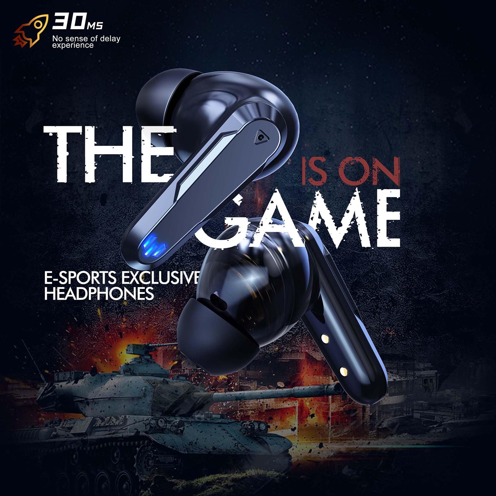 Wireless Bluetooth Earbuds with Noise Cancelling, Bluetooth 5.4 Gaming Headphones Low Latency, Cool LED Flashing Earphones for Sports, Music, Phone Calls - Perfect for Workouts, Gaming & Commuting