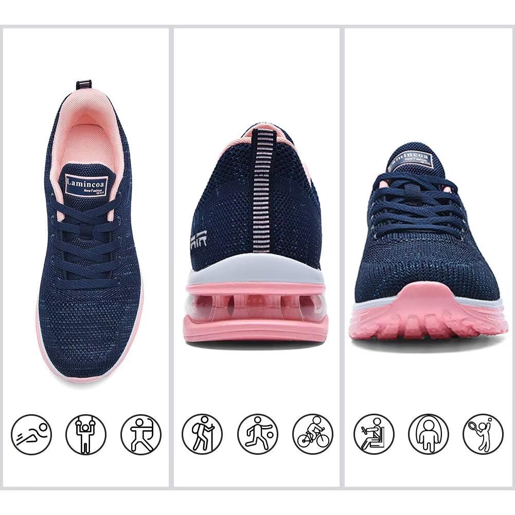 Lamincoa Women's Lightweight Walking Running Shoes - Non-Slip Breathable Mesh Sneakers with Air Cushion for Gym, Workout, Tennis & Sports | Perfect for Jogging, Training & Active Lifestyle