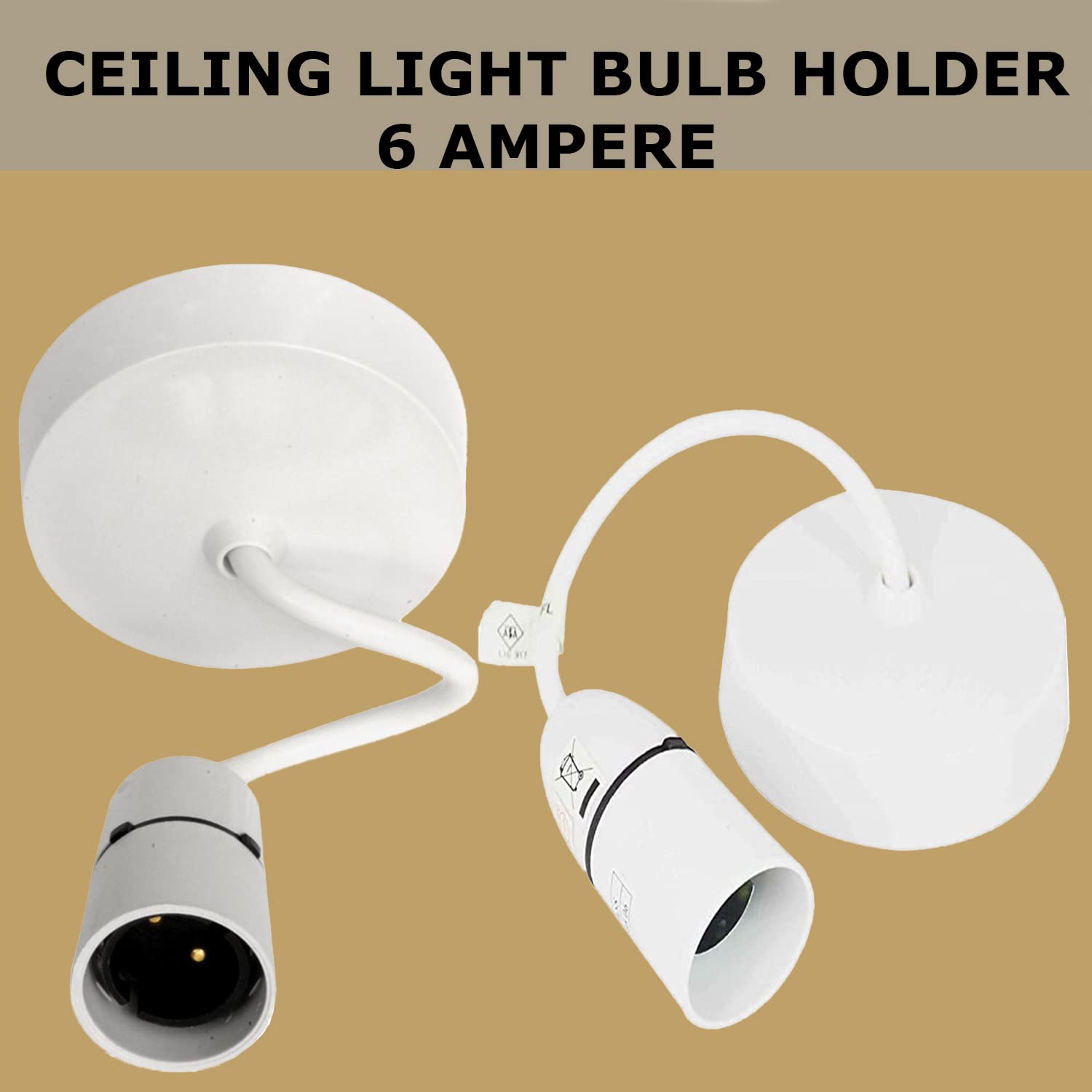 6 Inch White Ceiling Pendant Light Fixture with Lampholder - Flexible Cable Lighting Kit for Dining Room, Kitchen Island, Bedroom & Living Room Decoration