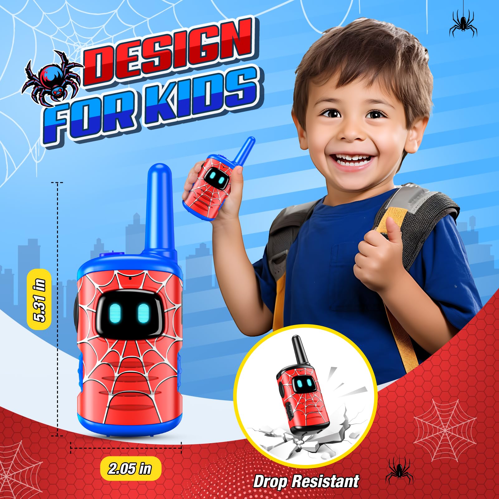 Rechargeable Kids Walkie Talkies 2 Pack - Best Outdoor Toys for Boys & Girls Ages 3-8 | Perfect for Easter, Birthday Gifts, Hiking, Camping & Backyard Adventures