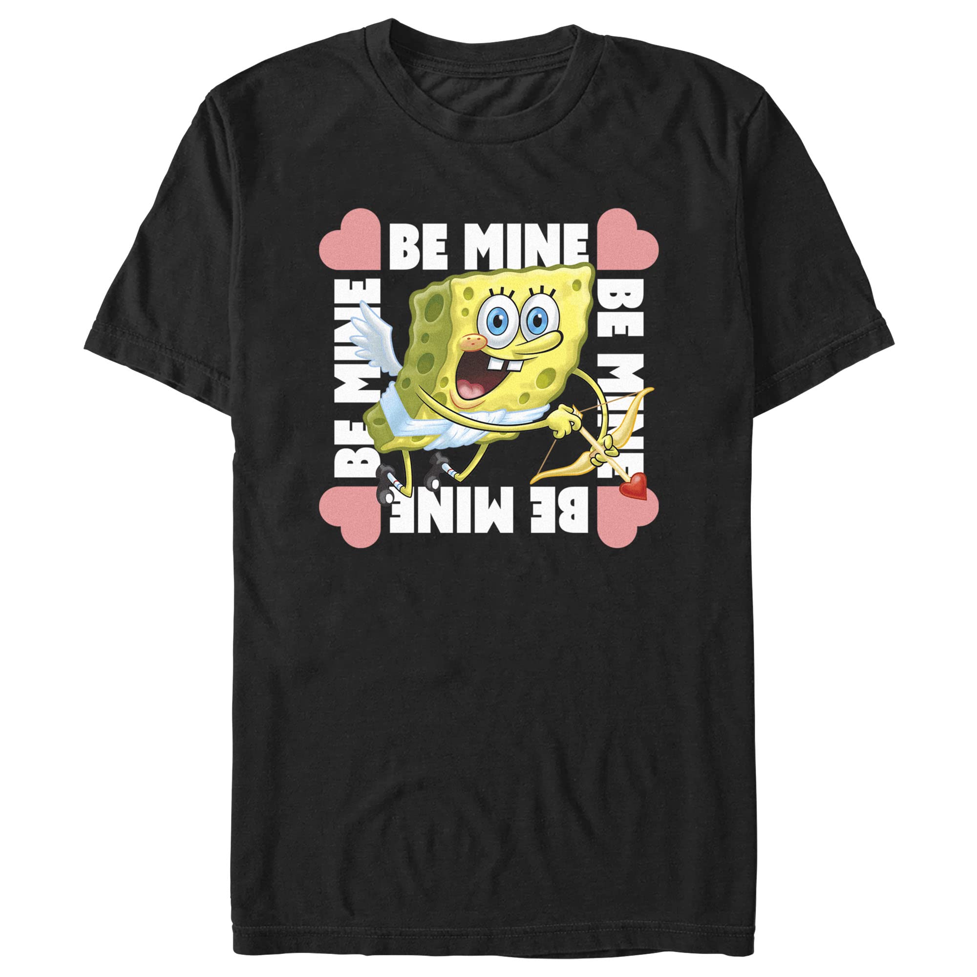 SpongeBob SquarePants Men's Valentine's Day T-Shirt - Cupid Be Mine Graphic Tee for Casual Wear & Gift Giving