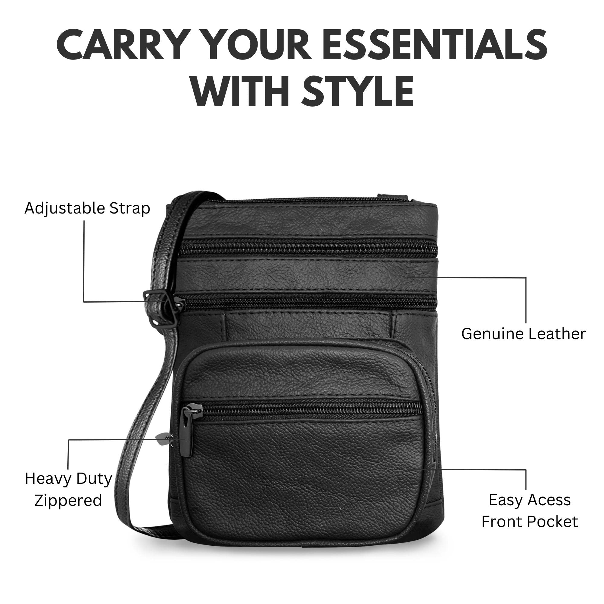 Genuine Leather Crossbody Bag for Women - Soft Shoulder Sling Purse & Handbag | Perfect for Work, Travel & Everyday Use