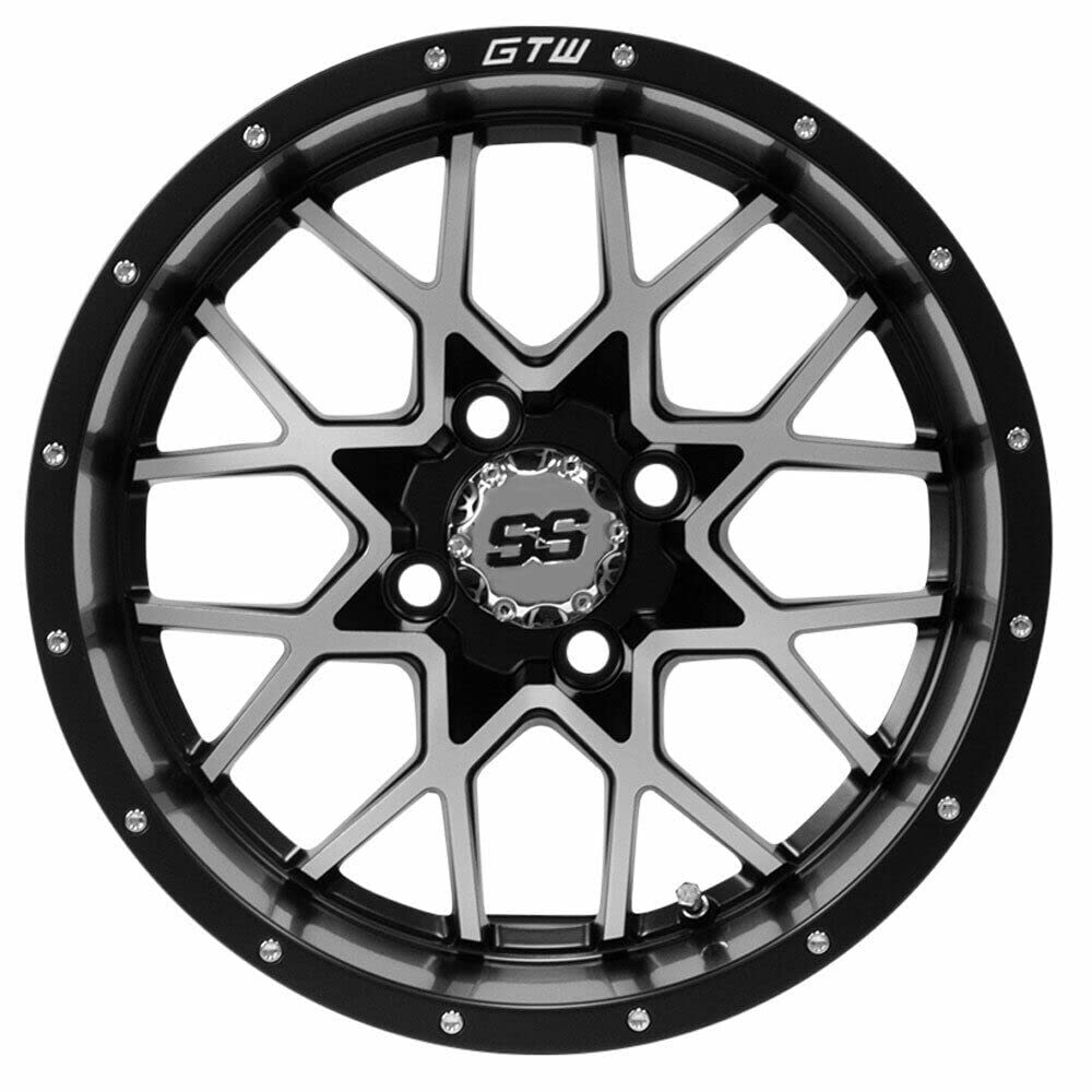 Vortex Aluminum Golf Cart Wheels - Set of 4 | 3:4 Offset | Lightweight & Durable for Golf Carts, UTVs & Utility Vehicles | Perfect for Golf Courses, Camping & Outdoor Adventures