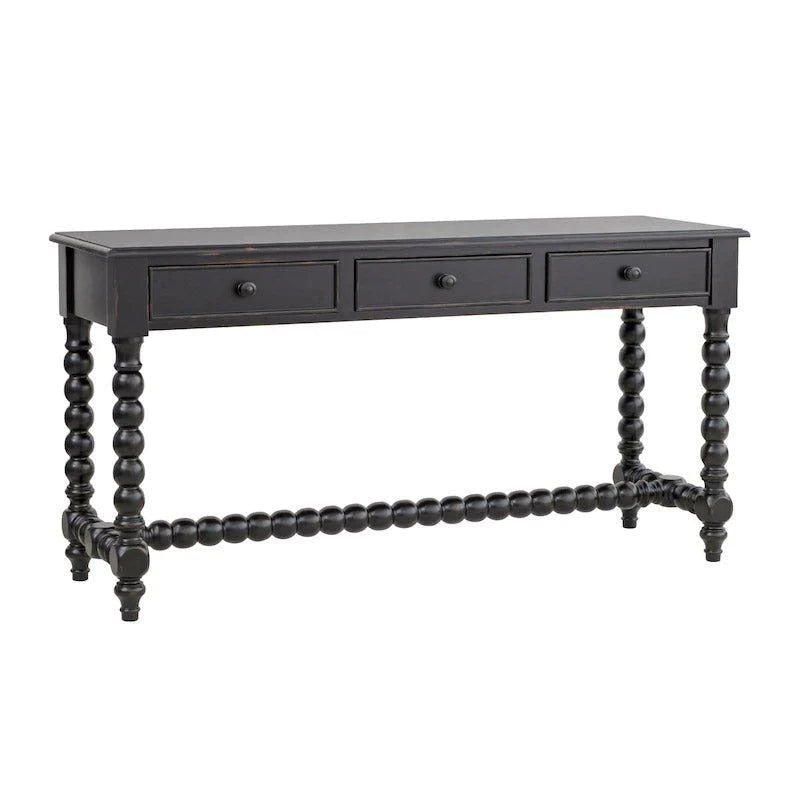 Clark Triple Drawer Console Table - Modern Entryway Table with Storage for Hallway, Living Room & Bedroom | Sturdy Wooden Sofa Table with 3 Drawers for Home Organization