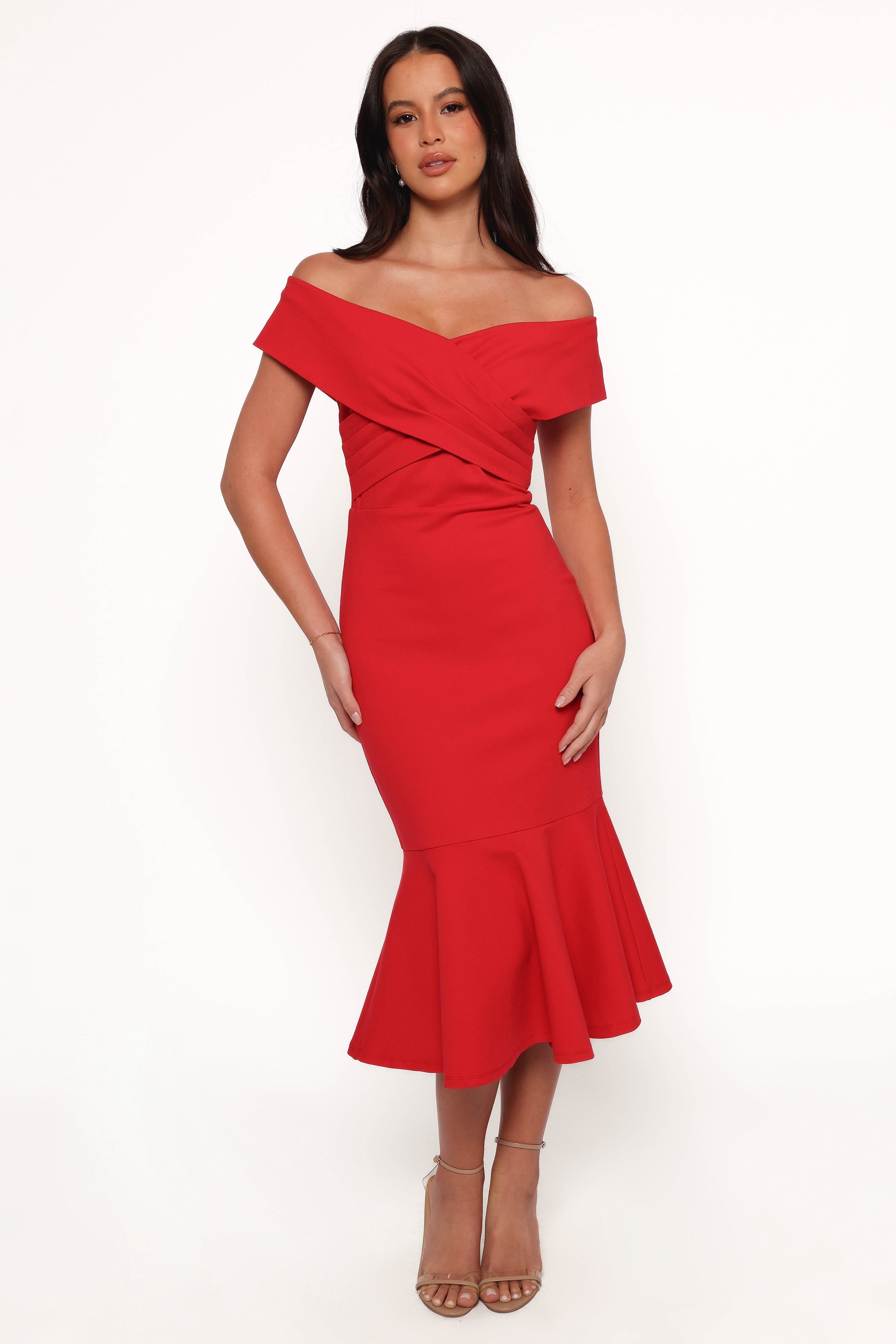 Dailene Midi Dress for Women - Flowy Red Summer Dress with Short Sleeves | Perfect for Beach Vacations, Date Nights & Casual Outings