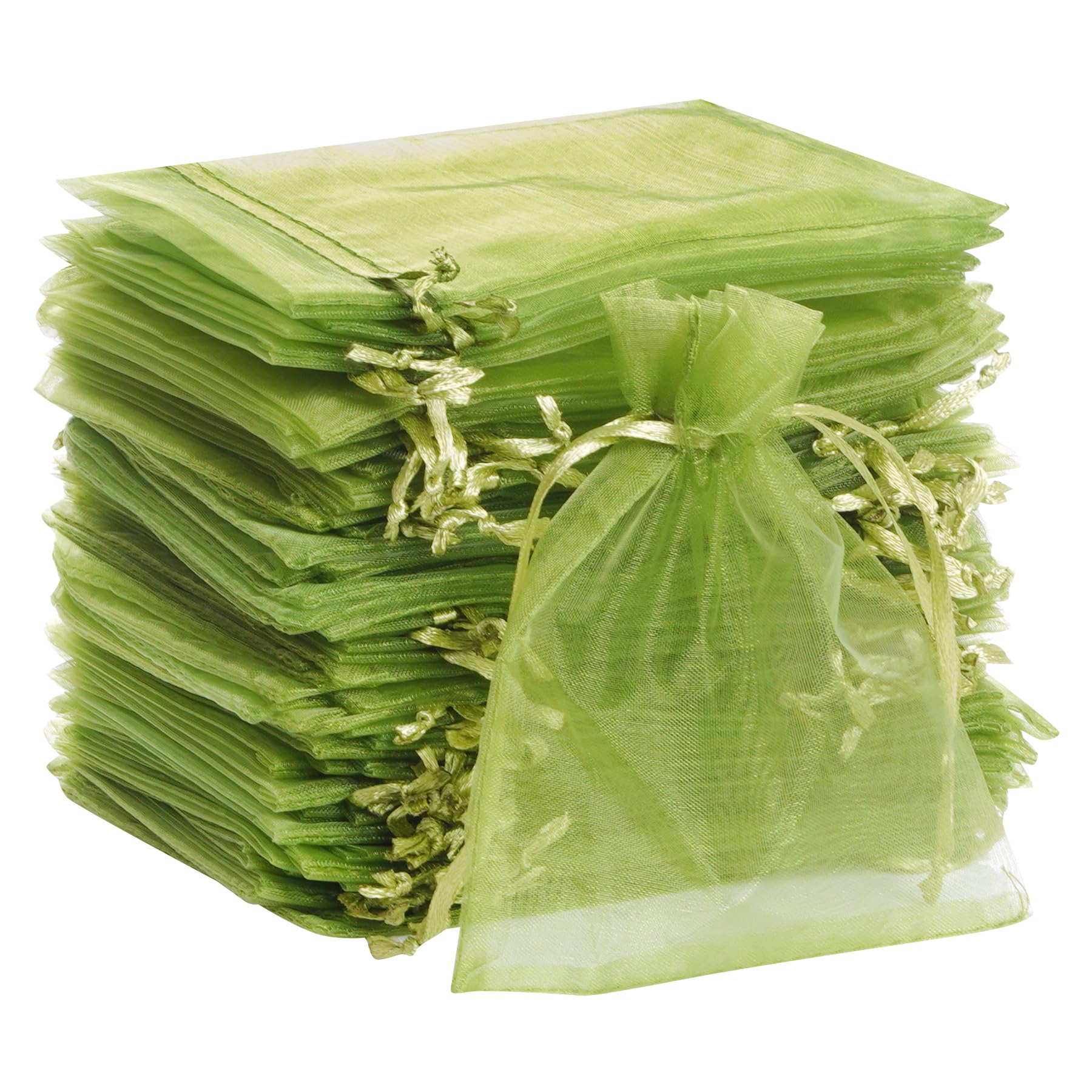 100pcs Olive Green Organza Bags 3.54