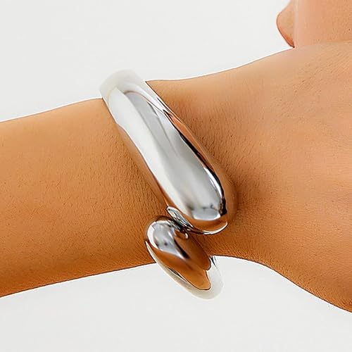 K Silver Chunky Cuff Bracelet