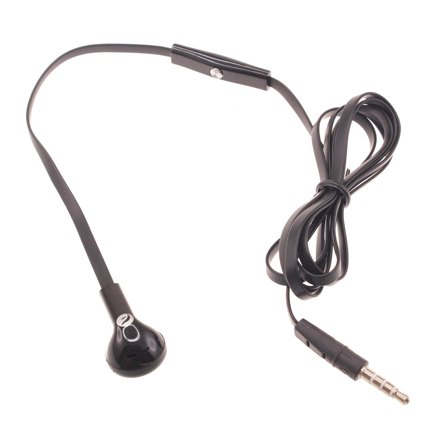 Mono Wired Headset Single Earbud with 3.5mm Jack - Flat Black Noise Isolating Earphone Compatible with Nokia G20/G10 - Perfect for Calls, Music & Office Work