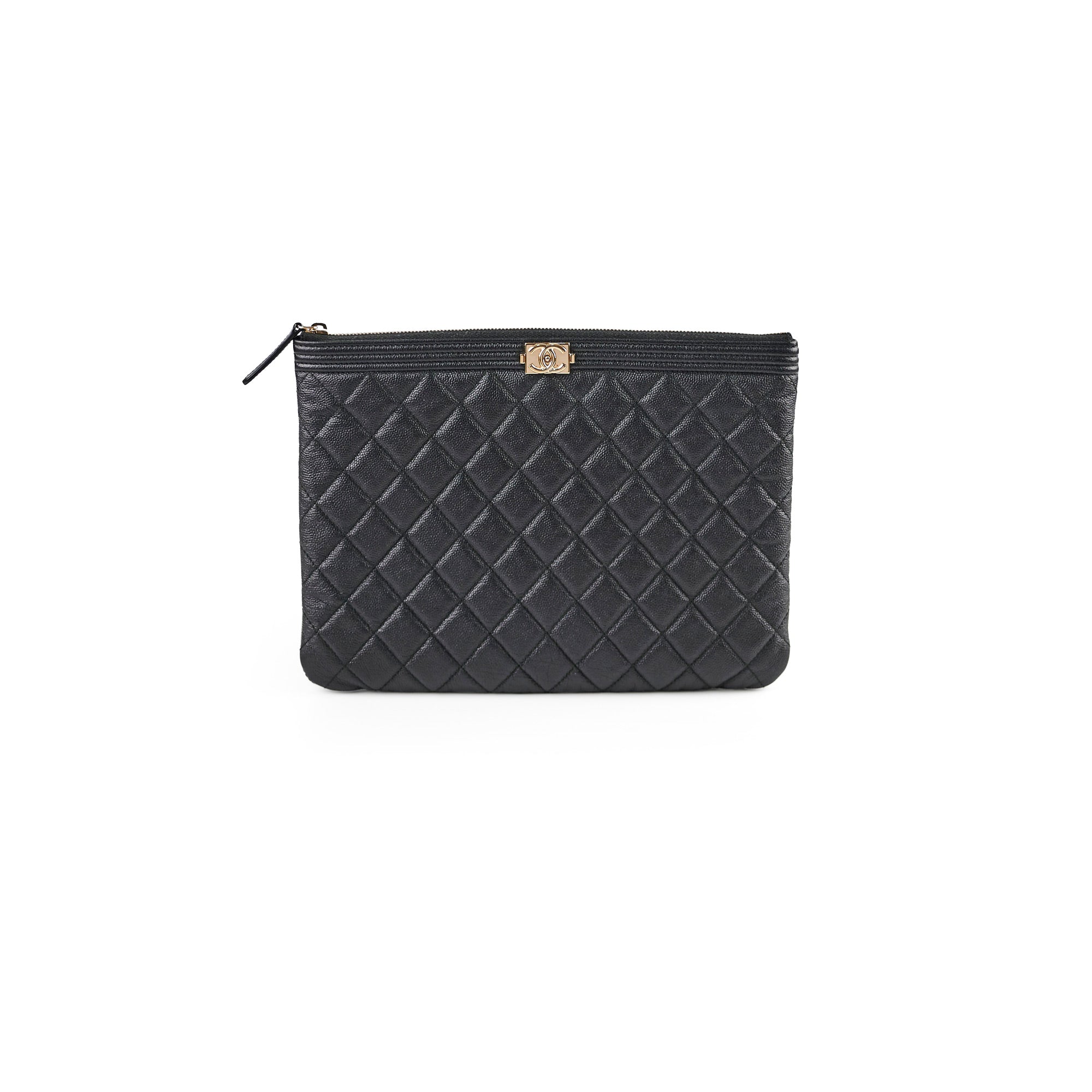 Chanel Boy Caviar Leather Large O Case Handbag - Black Luxury Crossbody Bag for Women | Perfect for Evening Parties, Date Nights & Special Occasions