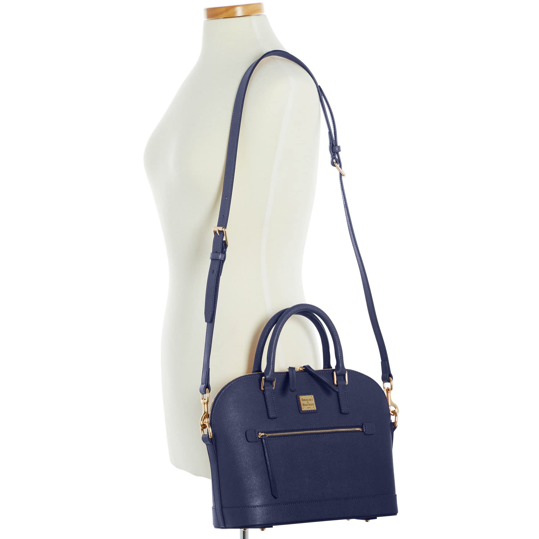 Dooney & Bourke Women's Saffiano Leather Crossbody Bag - Domed Zip Satchel Purse with Removable Shoulder Strap | Fashion Handbag for Work, Travel & Everyday Use