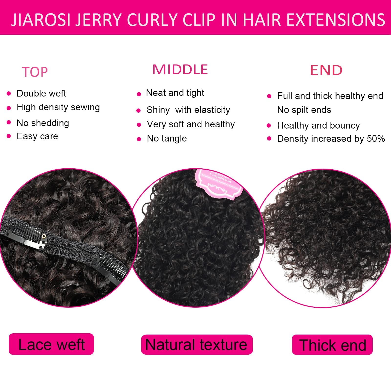 Jerry Curly Clip in Hair Extensions 14 Inch Real Human Hair 3B 3C Curly Hair Weft - 7Pcs Brazilian Virgin Hair with 24 Clips for Black Women | Easy to Blend, Natural Look | Perfect for Daily Wear, Parties & Special Occasions